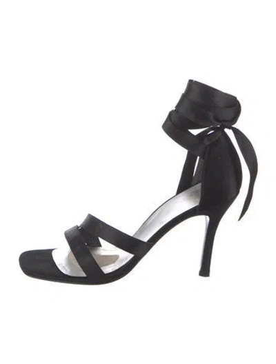 Pre-owned Stuart Weitzman Satin Sandals In Black