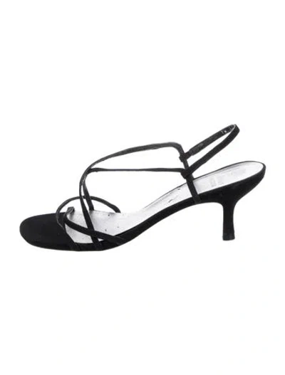 Pre-owned Stuart Weitzman Satin Sandals In Black
