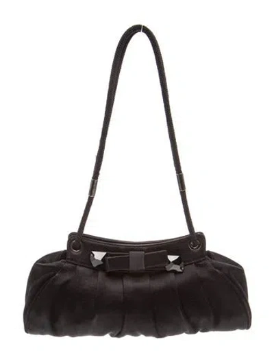 Pre-owned Stuart Weitzman Satin Shoulder Bag In Black