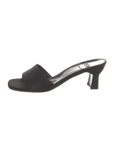 Pre-owned Stuart Weitzman Satin Slides In Black