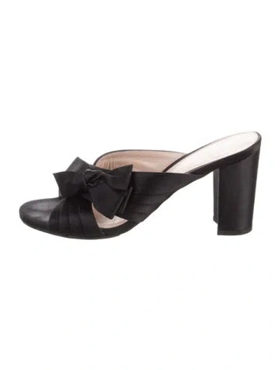 Pre-owned Stuart Weitzman Satin Slides In Black