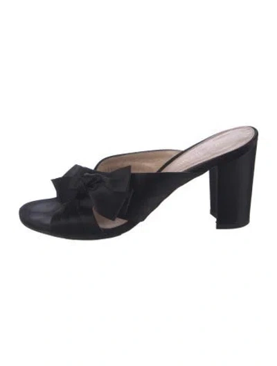 Pre-owned Stuart Weitzman Satin Slides In Black