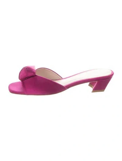 Pre-owned Stuart Weitzman Satin Slides In Pink