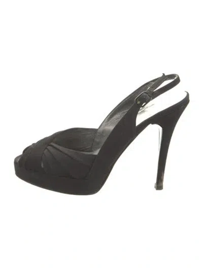 Pre-owned Stuart Weitzman Satin Slingback Pumps In Black