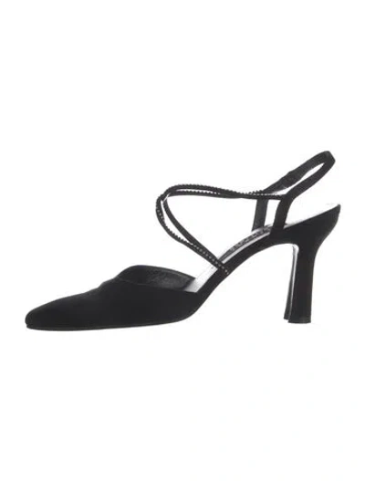 Pre-owned Stuart Weitzman Satin Slingback Pumps In Black