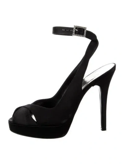 Pre-owned Stuart Weitzman Satin Slingback Pumps In Black