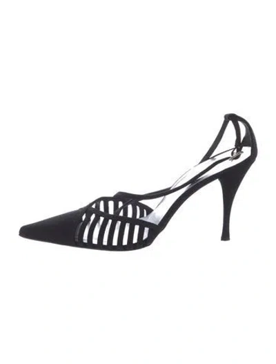 Pre-owned Stuart Weitzman Satin Slingback Pumps In Black