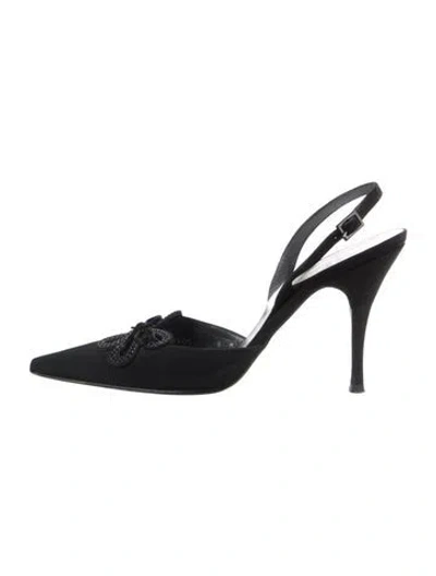 Pre-owned Stuart Weitzman Satin Slingback Pumps In Black