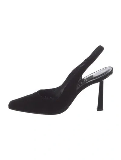 Pre-owned Stuart Weitzman Satin Slingback Pumps In Black