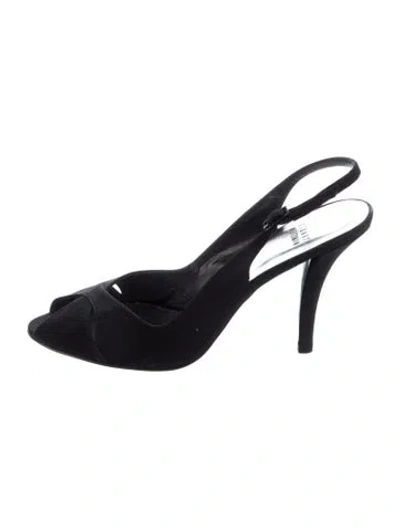 Pre-owned Stuart Weitzman Satin Slingback Pumps In Black