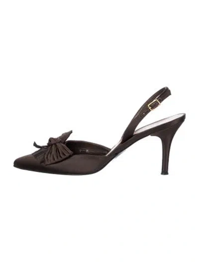 Pre-owned Stuart Weitzman Satin Slingback Pumps In Brown