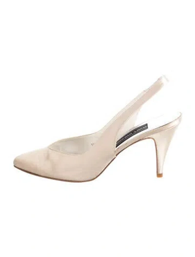 Pre-owned Stuart Weitzman Satin Slingback Pumps In Neutral