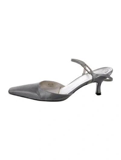 Pre-owned Stuart Weitzman Satin Slingback Pumps In Silver