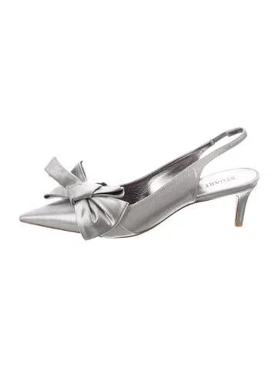 Pre-owned Stuart Weitzman Satin Slingback Pumps In Silver