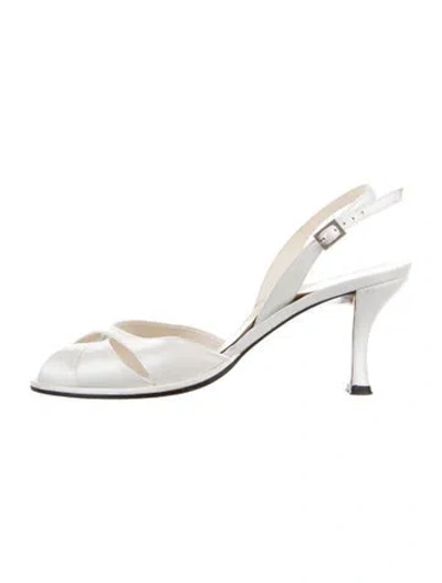 Pre-owned Stuart Weitzman Satin Slingback Sandals In Gold