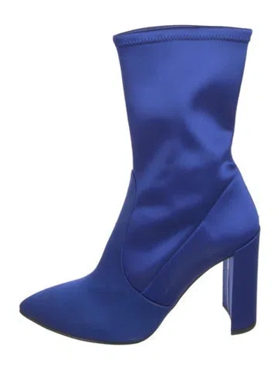 Pre-owned Stuart Weitzman Satin Sock Boots In Blue
