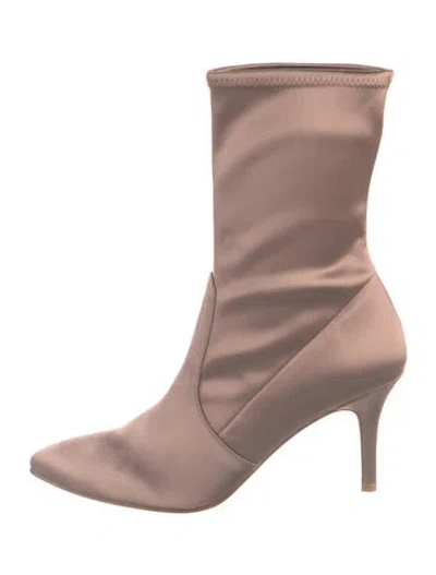 Pre-owned Stuart Weitzman Satin Sock Boots In Brown