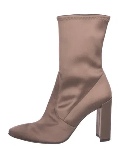 Pre-owned Stuart Weitzman Satin Sock Boots In Pink
