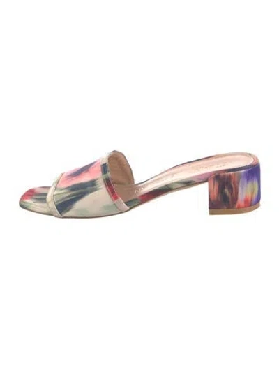 Pre-owned Stuart Weitzman Satin Tie-dye Print Slides In Green