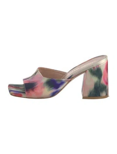 Pre-owned Stuart Weitzman Satin Tie-dye Print Slides In Green/neutrals