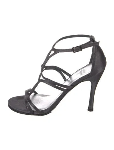 Pre-owned Stuart Weitzman Satin T-strap Sandals In Gray