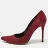 Stuart Weitzman Scarlet Red Suede Nouveau Pointed Toe Pumps In Red
