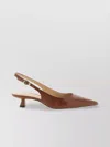 Stuart Weitzman Sculpted Buckle Kitten Heel Slingback Pumps