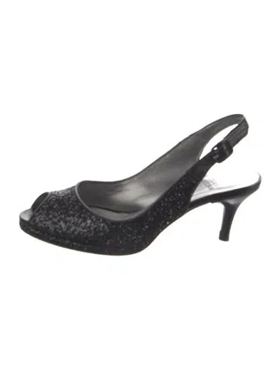 Pre-owned Stuart Weitzman Sequins Crystal Embellishments Slingback Pumps In Black