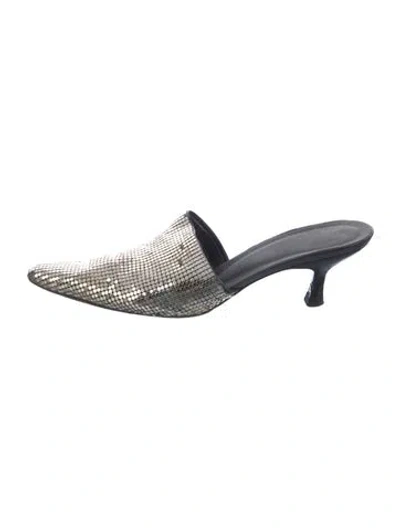 Pre-owned Stuart Weitzman Sequins Patterned Mules In Silver