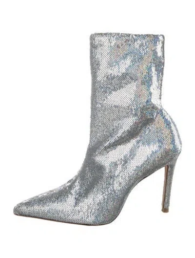 Pre-owned Stuart Weitzman Sequins Sequin Embellishments Boots In Silver
