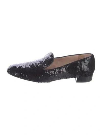 Pre-owned Stuart Weitzman Sequins Sequin Embellishments Loafers In Black