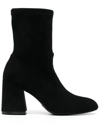 Stuart Weitzman Black Flare Block Ankle Boots