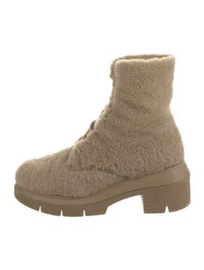 Pre-owned Stuart Weitzman Shearling Combat Boots In Neutral