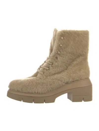 Pre-owned Stuart Weitzman Shearling Combat Boots In Neutral