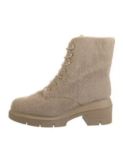 Pre-owned Stuart Weitzman Shearling Combat Boots In Neutral