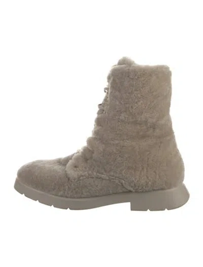 Pre-owned Stuart Weitzman Shearling Combat Boots In Neutral