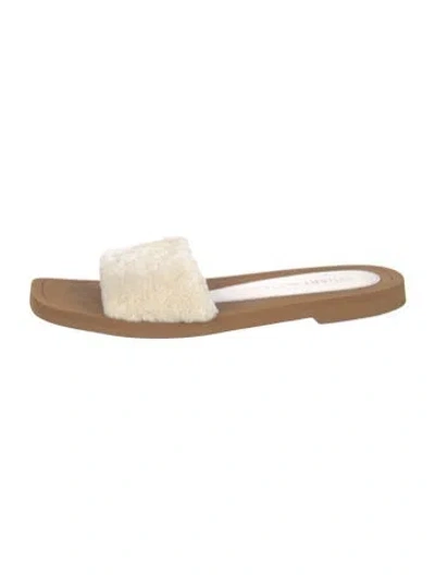 Pre-owned Stuart Weitzman Shearling Slides In Brown