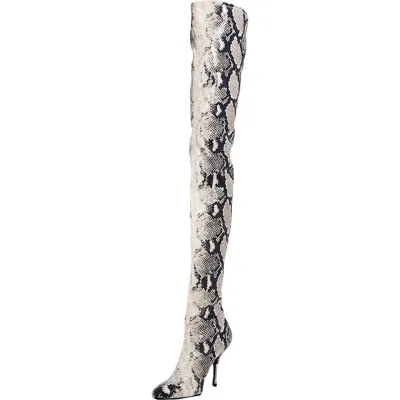 Stuart Weitzman Shiloh Womens Snake Man Made Thigh-high Boots In Black