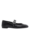 Stuart Weitzman Supermoto Leather Mary Jane Ballerina Flats