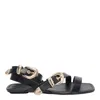 Stuart Weitzman Maven Leather Buckle Flat Sandals