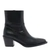 Stuart Weitzman Leather Block Heel Ankle Boots With Pointed Toe