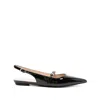 Stuart Weitzman 'emilia' Black Slingback Sandals With Adjustable Strap Closure In Black