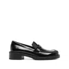 Stuart Weitzman Palmer Glossed-leather Loafers In Black