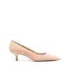 Stuart Weitzman Stuart Pointed Toe Kitten Heel Pumps In Neutrals