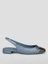 Stuart Weitzman Sleek Bow Slingback Flat In Blue