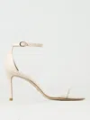 Stuart Weitzman Nudistcurve Glitter Ankle-strap Sandals In Yellow Cream