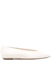 Stuart Weitzman Lina Leather Point-toe Ballerina Flats In White
