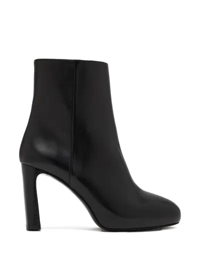 Stuart Weitzman Side-zip Block-heel Ankle Boots In Black