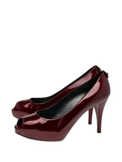 Pre-owned Stuart Weitzman Sierra Peep-toe Pumps In Red