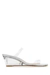 Stuart Weitzman Transparent Pvc Lucite Aleena Mules In Silver